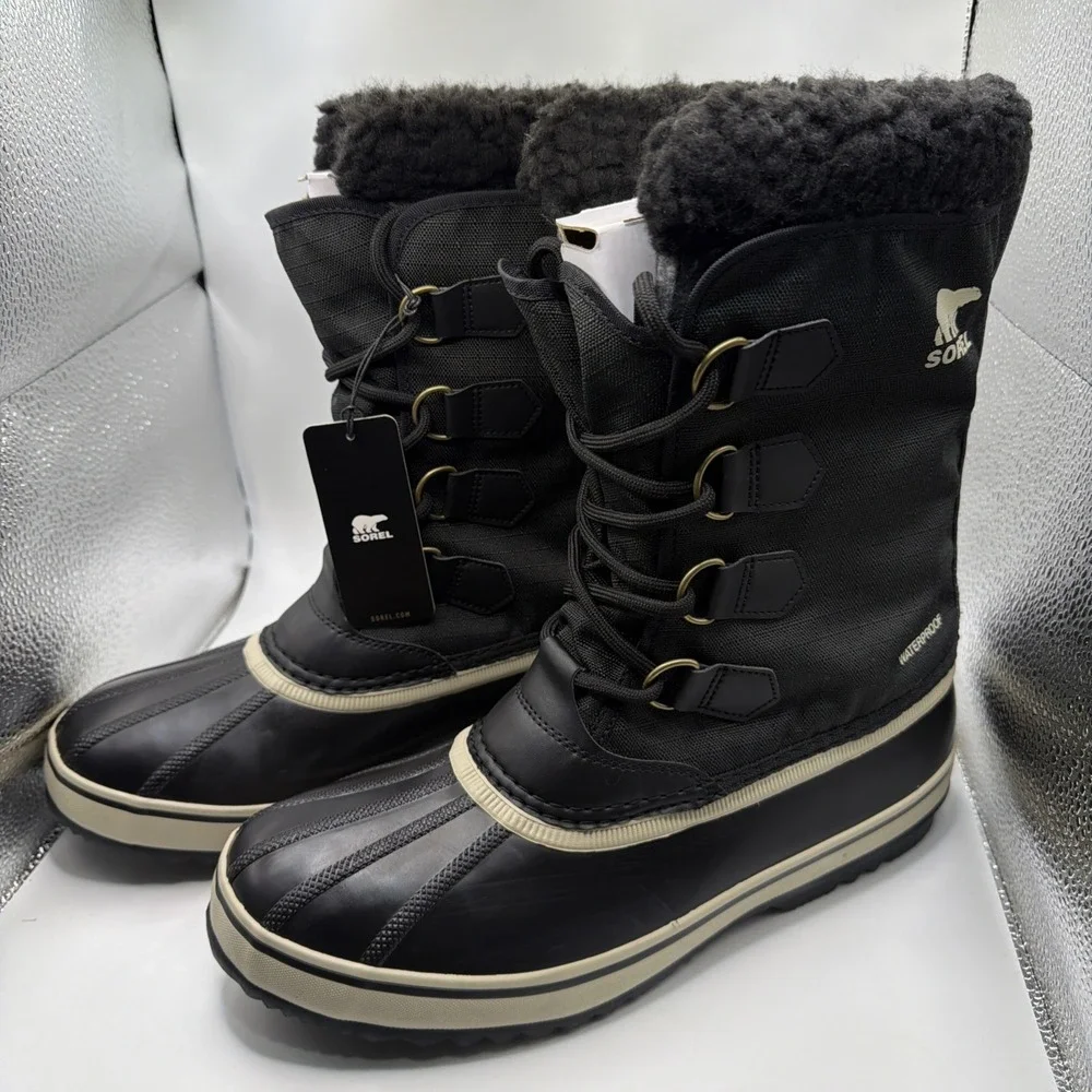 Sorel Men's 1964 Pac Nylon Waterproof Lace-Up Black Snow Boots Size 12 New